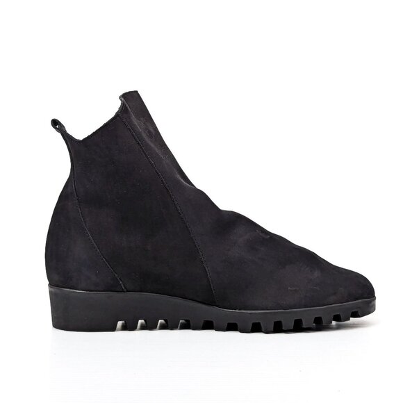 Arche Paris Women Lomhus Black Nubuck Zip Wedge Boots Size 8US EUR39 - Picture 4 of 7
